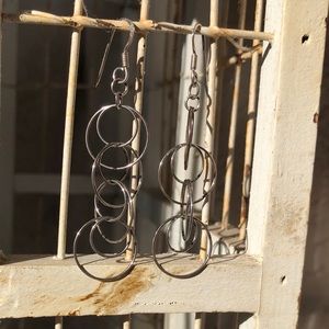 Sterling Earrings - Interlocking Dangling Hoops